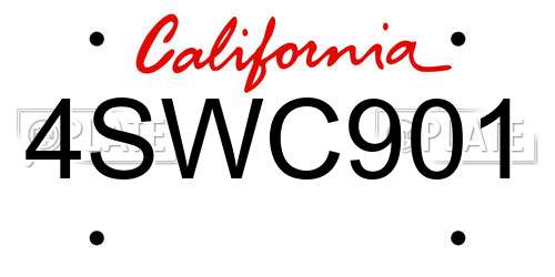 4SWC901 California License Plate