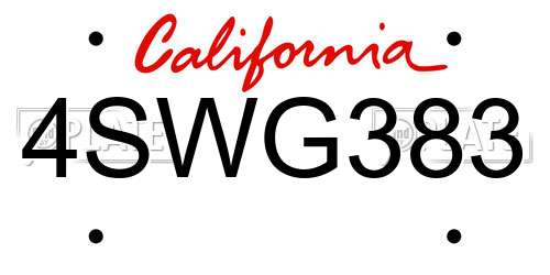 4SWG383 California License Plate