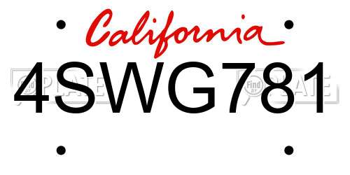 4SWG781 California License Plate