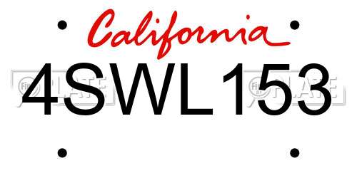 4SWL153 California License Plate