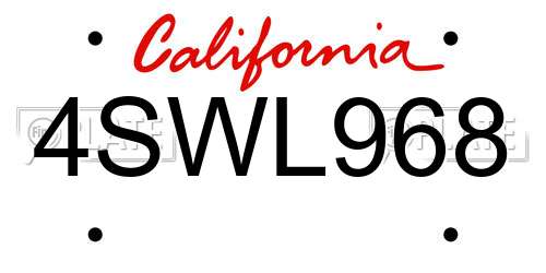 4SWL968 California License Plate