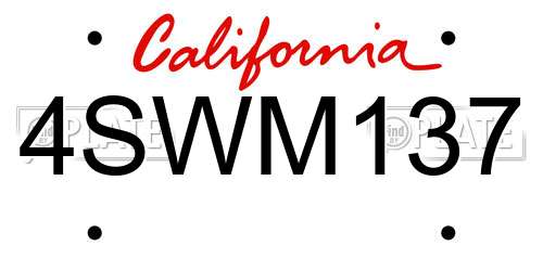 4SWM137 California License Plate