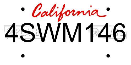 4SWM146 California License Plate