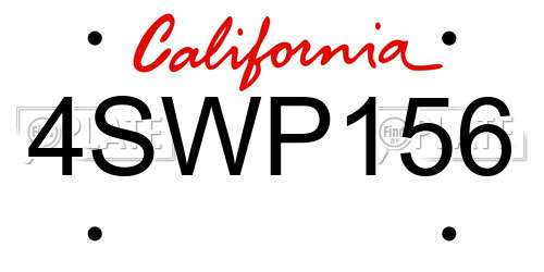 4SWP156 California License Plate