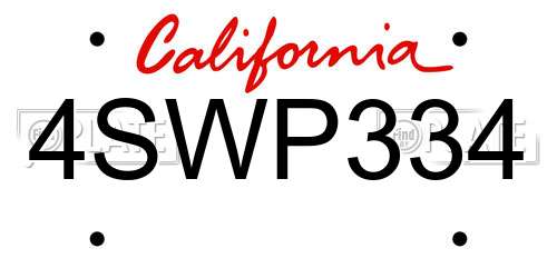 4SWP334 California License Plate