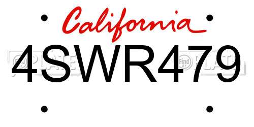 4SWR479 California License Plate