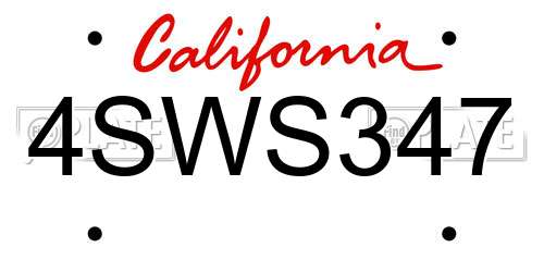 4SWS347 California License Plate