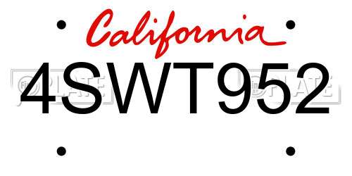 4SWT952 California License Plate