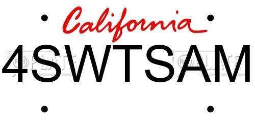 4SWTSAM California License Plate