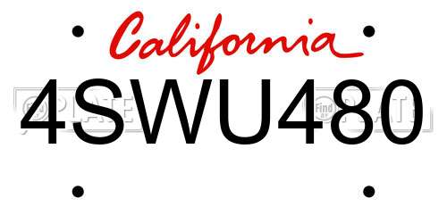 4SWU480 California License Plate