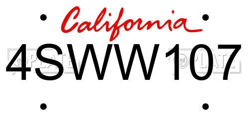 4SWW107 California License Plate
