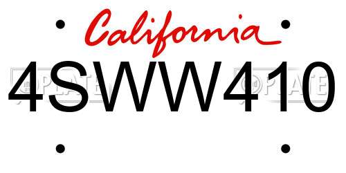 4SWW410 California License Plate