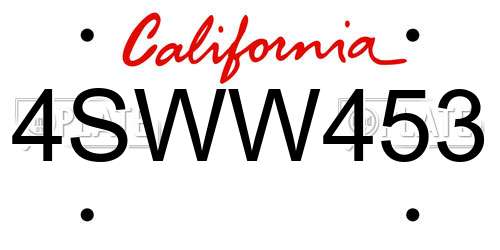 4SWW453 California License Plate