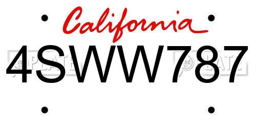 4SWW787 California License Plate