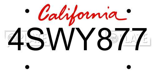 4SWY877 California License Plate