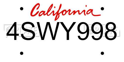 4SWY998 California License Plate