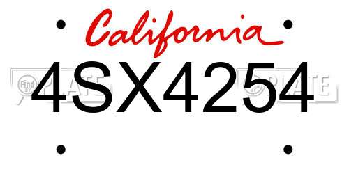4SX4254 California License Plate