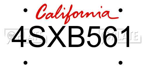4SXB561 California License Plate