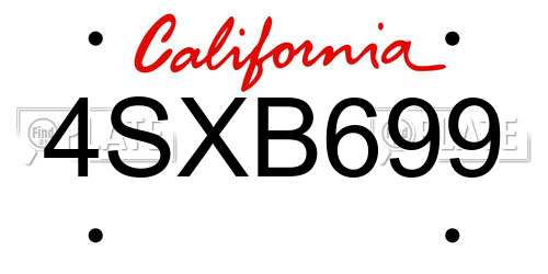 4SXB699 California License Plate