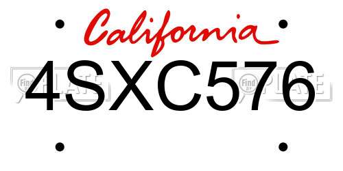 4SXC576 California License Plate