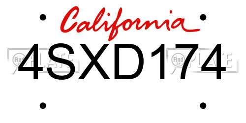 4SXD174 California License Plate