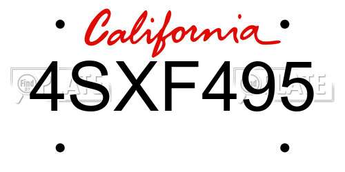 4SXF495 California License Plate