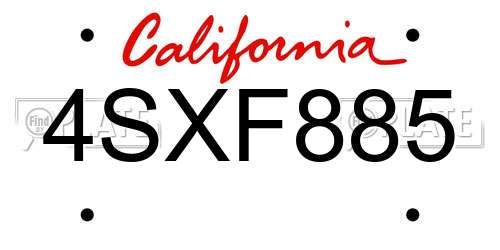 4SXF885 California License Plate