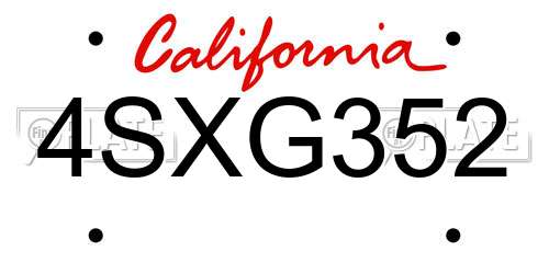 4SXG352 California License Plate