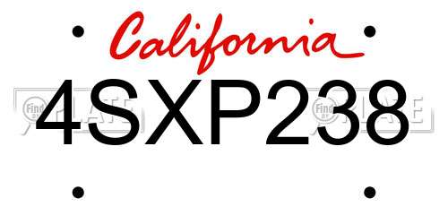 4SXP238 California License Plate