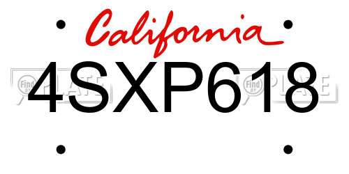 4SXP618 California License Plate