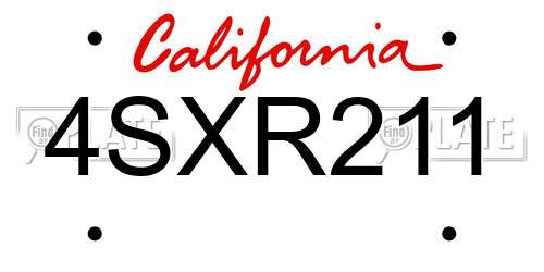 4SXR211 California License Plate