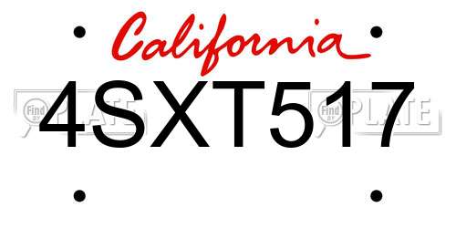 4SXT517 California License Plate