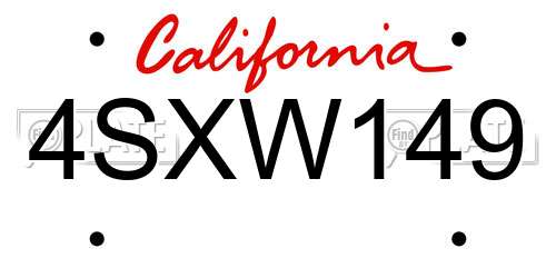 4SXW149 California License Plate