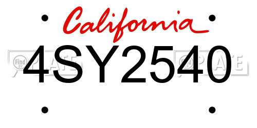 4SY2540 California License Plate