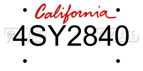 4SY2840 California License Plate