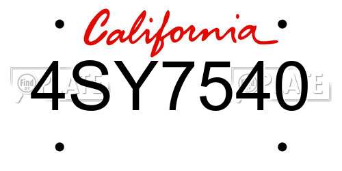 4SY7540 California License Plate