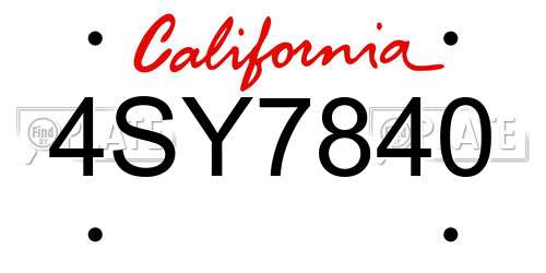 4SY7840 California License Plate