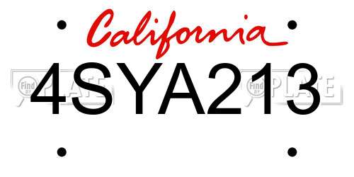 4SYA213 California License Plate
