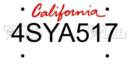 4SYA517 California License Plate