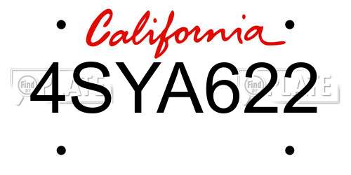 4SYA622 California License Plate