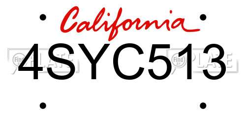 4SYC513 California License Plate
