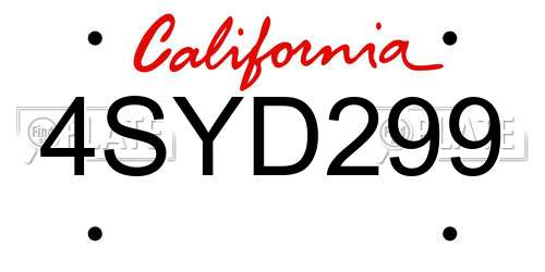 4SYD299 California License Plate