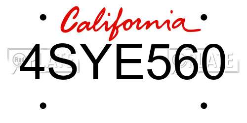 4SYE560 California License Plate
