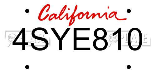 4SYE810 California License Plate