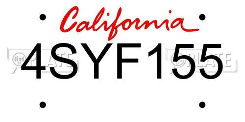 4SYF155 California License Plate