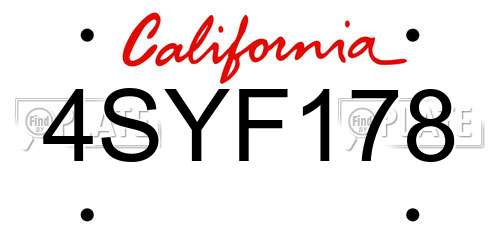 4SYF178 California License Plate