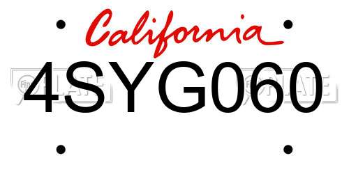 4SYG060 California License Plate