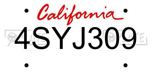 4SYJ309 California License Plate