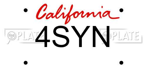 4SYN California License Plate