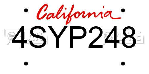 4SYP248 California License Plate